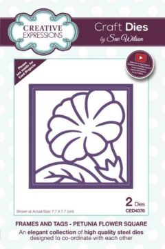 sue wilson craft die frames and tags petunia flower square