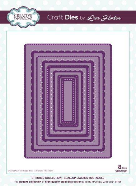 lisa horton craft dies stitched collection scallop layered rectangle