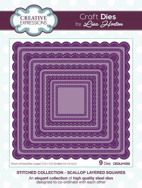 lisa horton craft dies stitched collection scallop layered squares