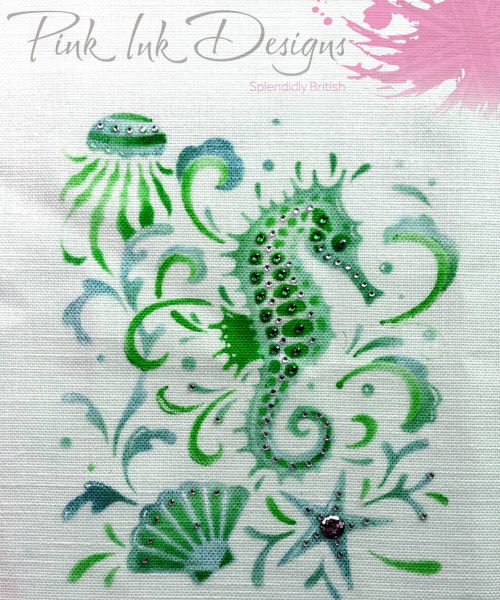 pink ink designs layered stencil seahorse sample